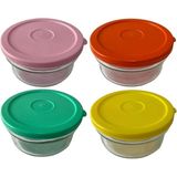 Paşabahçe Hillcap Silikon Kapaklı Cam Saklama Kabı 4lü Kahvaltılık - 425 ml