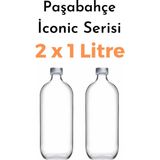 Paşabahçe Iconic Cam Su Şişesi Yağ Limon Saklama Kabı Seti 2x1 Litre