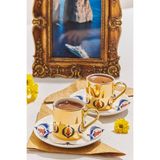Paşabahçe Iznik Lale Porselen Fincan Seti 2 Kişilik Gold Butik - Renkli