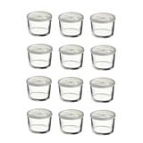 Paşabahçe Kapaklı Cam Saklama Kabı, 12 Li Set, Kahvaltılık, 220cc, Beyaz