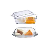 Paşabahçe Kapaklı Kahvaltılık Tereyağlık Peynirlik 2'li Set, Şeffaf Cam