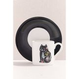 Paşabahçe Kitty Porselen Espresso Fincanı Siyah Beyaz