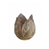 Paşabahçe Knit Metal Tealight Mumluk, 15,5 x 15,5 x 16,5 cm, Sarı