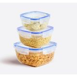 Paşabahçe Lock&fresh 3 Parça Kare Saklama Kabı Seti - Silikon Contalı