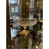 Paşabahçe Lotus Kristal 24 Cm Kesme Dekor Gold Ayak Salata Kasesi Cam Sunumluk- Servis Tabağı Şeffaf