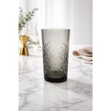 Paşabahçe Meşrubat Bardağı Timeless Gri Renk Desenli Cam 4 Parçalı Set 450 cc - Antrasit - Gri - 450 ml