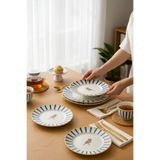 Paşabahçe Modern Kuş Figürlü 6 Parça Pasta Tatlı Tabağı-Gold Detaylı Sunum Servis Tabağı