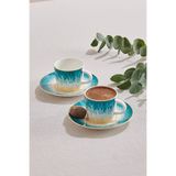 Paşabahçe Okyanus Porselen Espresso Fincanı Seti, 90 cc, Turkuaz