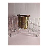 Paşabahçe Özel Tasarım Altın Seri Rakı Bardağı(6 Adet)+ Altın Seri Çelik Buz Kovası Set Lotus Bardak