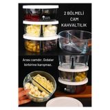 Paşabahçe Polar 2 Bölmeli Cam Saklama Kabı, Beyaz Kapak, 530ml