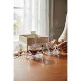 Paşabahçe Premium Kristal İşlemeli Yaldızlı Kahve-Çay Fincan Takımı-2 Kişilik Cam Fincan -Tabak Seti