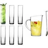 Paşabahçe Pub Timeless Kokteyl Seti– 6’lı Uzun Bardak + 1 Sürahi + 1 Bar Kaşığı | Kokteyl Sunum Seti - 8 Parça