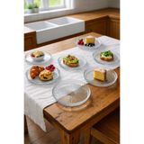 Paşabahçe Şeffaf Çizgili Cam Pasta Servis Tabağı 6'lı - Modern Kahvaltı Tatlı Ve Sunum Tabağı 17cm