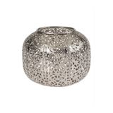 Paşabahçe Silver Ajur Metal Tealight Mumluk L, 14 x 14 cm, Gri
