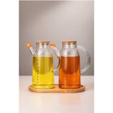 Paşabahçe Standlı 3 parça Cam Ölçülü Borosilikat Yağlık Sirkelik 1000ml Yağdanlık