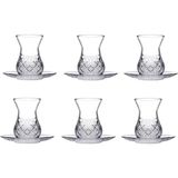 Paşabahçe Timeless Kesme Kristal Çay Bardağı Seti 12 Parça Şeffaf Cam Desenli Takım 96992