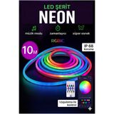 PASACO 10 Metre 5V RGB Akıllı Neon LED Şerit - Müzik Senkronizasyonlu, Bluetooth Uygulama ve Kumanda Kontrollü, IP68 Su Geçirmez, 99+ Dinamik Modlu Esnek Dekoratif Aydınlatma Seti