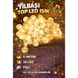 PASACO 5 Metre 28li Fişli Şefaf Kablo Dekoratif Kristal Top LED Işık Gün Işığı Yılbaşı Çam Ağacı Süsleme