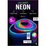 PASACO 5 Metre 5V RGB Akıllı Neon LED Şerit - Müzik Senkronizasyonlu, Bluetooth Uygulama ve Kumanda Kontrollü, IP68 Su Geçirmez, 99+ Dinamik Modlu Esnek Dekoratif Aydınlatma Seti