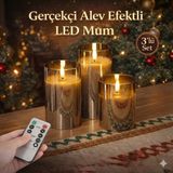 Pasaco Gerçekçi Alev Efektli LED Mum Seti – Kumandalı, Is Yapmaz, Güvenli ve Dekoratif - Siyah