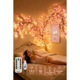 PASACO Kiraz Çiçeği Sakura Dal LED Duvar Işığı 96 LED USB Kumandalı 8 Modlu Pembe Dekor Gün Işığı