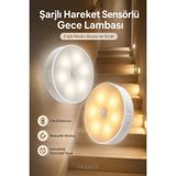 PASACO Şarjlı Hareket Sensörlü Beyaz Ve Sarı Işık Gece Lambası Manyetik Kablosuz Led Dolap Merdiven Işığı