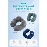 PASACO Şişirilebilir Ortopedik U Şekilli Boyun Yastığı Seyahat Yastığı Taşınabilir Kadife Boyun Desteği