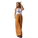 Pasaklı Giyim Beli Lastikli Cepli Bol Paça Salaş Oversize Pantolon, 36, 3391, Taba, Kadın