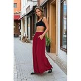 Pasaklı Giyim Beli Lastikli Cepli Bol Paça Salaş Oversize Yumuşak Dokulu Rahat Pantolon, 42, 3391, Bordo, Kadın