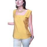 Pasaklı Giyim Kare Yaka Kalın Askılı Keten Bluz, 38, 2911, HARDAL, Kadın