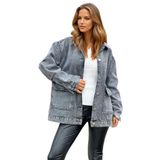 Pasaklı Giyim Oversize Kot Ceket, 38, KT001, Gri, Kadın