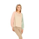 Pasaklı Giyim Pudra Mint Yuvarlak Yaka Dikiş Detaylı Uzun Kollu Sweatshirt Bluz, 38, 3472, Bej, kadın