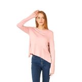 Pasaklı Giyim Pudra Parmak Eldiven Detaylı Asimetrik Pliseli Salaş Basic Spor Yoga Bluz, 36, 3459, Pembe, Kadın