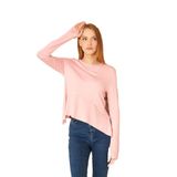 Pasaklı Giyim Pudra Parmak Eldiven Detaylı Asimetrik Pliseli Salaş Basic Spor Yoga Bluz, 38, 3459, Pembe, Kadın