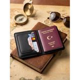 Pasaport CÜZDANI KILIFI V3 Hakiki Gerçek Deri Kılıf Cüzdan Kart Para Kadın Erkek (SİYAH)