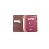 Pasaport Kılıfı Hakiki Deri Seyahat Cüzdanı Pasaportluk (Bordo)