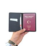Pasaport Kılıfı Hakiki Deri Seyahat Cüzdanı Pasaportluk (Siyah)