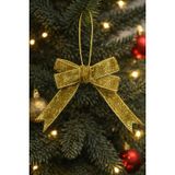 Paşateks 5’li Yılbaşı Ağaç Süsü Fiyonk Seti – 2 cm Kırmızı/Altın/gümüş/bordo/Kurdele Fiyonk – Noel Ağacı Süsleme, Hediye Paketleme ve Dekorasyon Aksesuarı (altın)