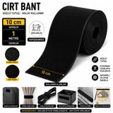PAŞATEKS Siyah Cırt Bant 10 Cm x 1 Metre – Yapışkansız Velcro Bant – Dikilebilir Kanca Hav Bant Seti