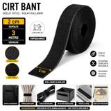 PAŞATEKS Siyah Cırt Bant 2 Cm x 3 Metre – Yapışkansız Velcro Bant – Dikilebilir Kanca Hav Bant Seti