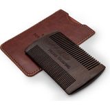 Pasha Shaving Premium Ahşap Sakal & Bıyık Tarağı, Çift Taraflı Diş Yapısı, Doğal Ahşap Gövde, Vegan Deri Taşıma Kılıflı - Amora
