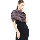 Pashmina Kaşmir Şal | Siyah - Kırmızı | %100 Kaşmir Yünü | 70X180 cm | 4 Mevsim - Kahverengi - Kırmızı