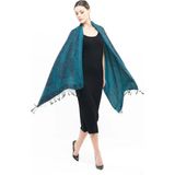 Pashmina Kaşmir Şal | Siyah - Mavi | %100 Kaşmir Yünü | 70X180 cm | 4 Mevsim