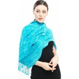 Pashmina Kaşmir Şal | Turkuaz | %100 Kaşmir Yünü | 70X180 cm | 4 Mevsim
