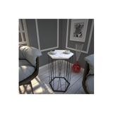Pasific Home Cetrus Yan Sehpa, Metal Servis Sehpası, Beyaz Mermer