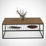 Pasific Home Etna Raflı Metal Orta Sehpa, Koyu Meşe