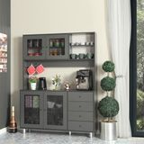 Pasific Home Grano Kahve Köşesi Çok Amaçlı Kiler Dolabı, 140 cm, Antrasit