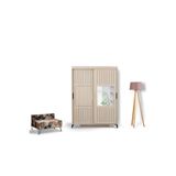 Pasific Home Huga 2 Kapaklı Aynalı 140 cm Meşe Sürgülü Gardırop
