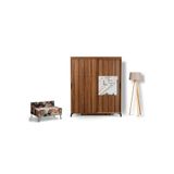 Pasific Home Huga 2 Kapaklı Aynalı 150 cm Ceviz Sürgülü Gardırop