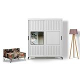 Pasific Home Huga Sürgülü 2 Çekmeceli Beyaz 150 cm Gardırop